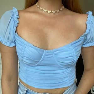 Blue off the shoulder top
